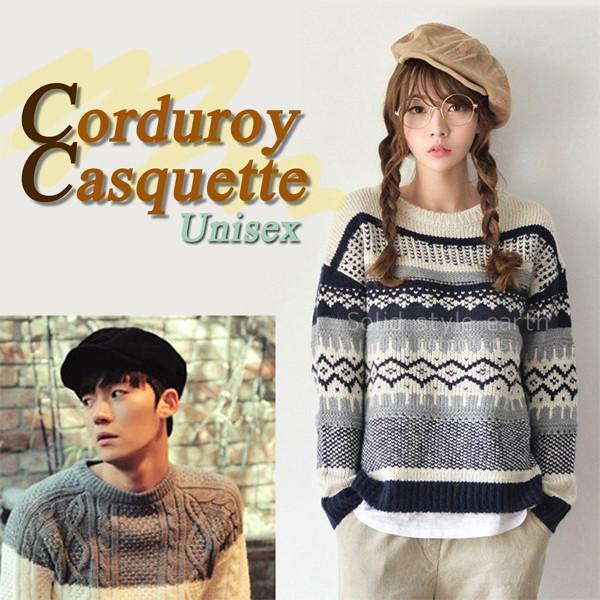 コーデュロイ キャスケット 全2色 レディース メンズ  男女兼用 キャップ 帽子 八角帽 つば付 ...