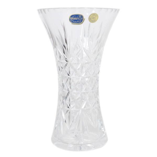 ボヘミアングラス フラワーベース 花瓶 チェコスロバキア ガラス工芸 彫刻 クリスタルガラス 800...