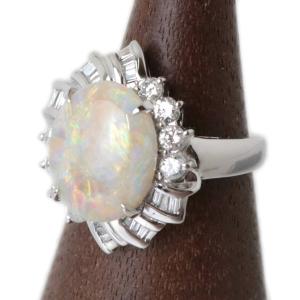 オパールリング 指輪 Pt900/プラチナ900 天然ブラックオパール 2.89ct