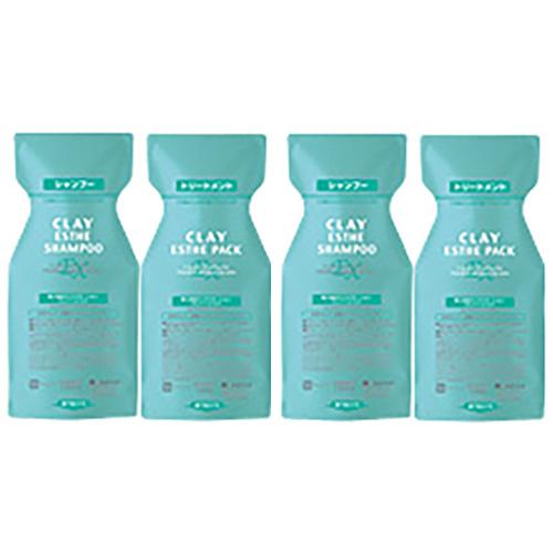 b-ex クレイエステEX  シャンプー ＆ ヘアパック 4個セット 500mLリフィル×2 + 5...