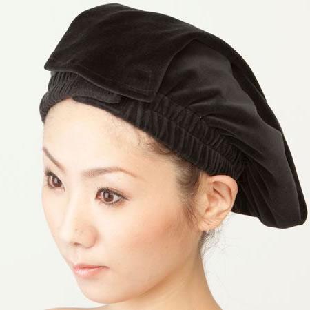 （廃盤）ベルベット生地 ヘアターバン（カバー付タイプ）ブラック フリーサイズ（メール便 対応）