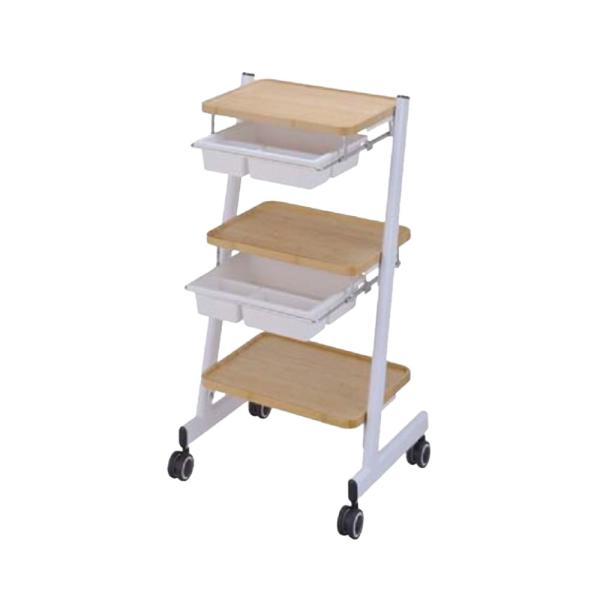 西村製作所 バンブーワゴン トレーパット2段付 ナチュラル C-551 サロン業務用 サロンツール ...