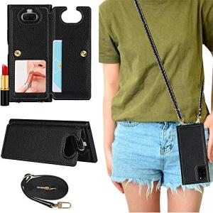 Xperia 8 / Xperia 20 / au SOV42 / Softbank 902SO 対応 スマホケース 肩掛け 斜めかけ ストラップ付き 鏡付き スマホケース X