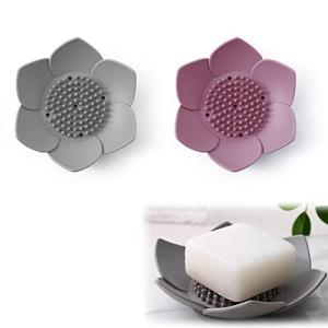Coollooda 石鹸置きシリコン 石鹸ケース ソープディッシュ 桜のソープホルダー 排水口付き 滑り止