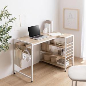 デスク l字 パソコンデスク L字デスク 100cm 白 おしゃれ pcデスク ラック付き ナチュラル オフィスデスク 平机 Ｌ字 スチール 事務机 収納 棚 北欧