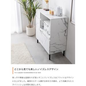レンジ台 幅90 白 黒 大理石 柄 おしゃれ...の詳細画像4