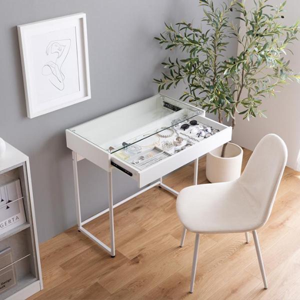 パソコンデスク 椅子 セット 白 グレー おしゃれ デスク 机 おすすめ 80cm ガラス天板 引き...