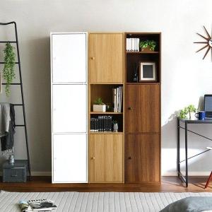 カラーボックス 本棚 収納棚 ハイタイプ スリム 3扉付き 6段 縦置き 横