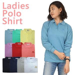 婦人レディース長袖ポロシャツ　10色4サイズ(M/L/LL/3L)から(ps1201)