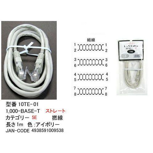 10TE-01 LANケーブル　1m　カテゴリ5E　ストレート
