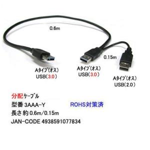 3AAA-Y USB3.0--USB3.0+USB2.0 バスパワー補助USB