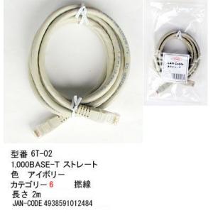 6T-02 LANケーブル　2m　カテゴリ6　ストレート