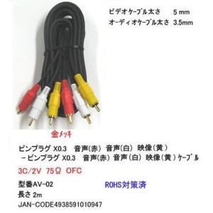 AV-02 AVケーブル　RCAピンプラグx3(黄/赤/白)　2m BLK 発送