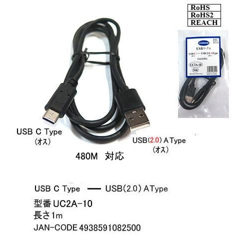 UC2A-10 USBケーブル　A-Cタイプ　USB2.0対応　1m　