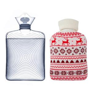 湯たんぽ TONGMO ゆたんぽ 容量1.8L 秋冬寒さ対策 暖かい やわらか 暖房器具 疲労緩和 肩足腹対応かわいい クリスマス子鹿柄 ニット カバー付き