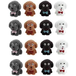 RONRONS 16ピース 置物 かわいい プードル ミニチュア 動物 犬 装飾品 庭 ガーデン オーナメント アクセサリー DIY ドールハウス 植物 ポット 装飾