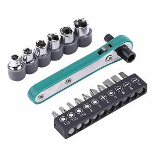 ドライバーレンチセットラチェットハンドル交換可能なドライバービットとソケットを備えた1/4"レンチスクリ
