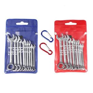 LEONTOOL ミニスパナセット 10本組×2袋 4mm〜11mm 5/32"〜7/16" コンビスパナセット 片目 片口 コンビネーションレンチ 薄型 軽量 カラビナ 収納袋付き