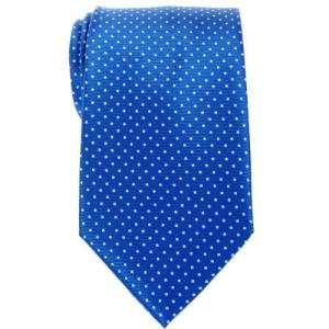 RETREEZ モダン ミニ 水玉模様 織布 マイクロファイバー メンズ ネクタイ - ブルー地にホワイトの水玉