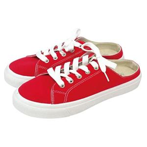 ZIP CORPORATION かかと無し スニーカー 楽々 スリッポン サンダル感覚 ミュールスニーカー レディース レッド Lサイズ:約24~25cm 86286