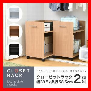 クローゼット 収納 ラック 2個セット 幅38 奥行58 キャスター付き ワゴン 整理 隙間 家具 押入れ 収納 リビング 大容量 棚 スライド 収納庫 日用品 収納ケース｜netshopzero