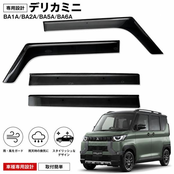 デリカミニ BA1A / BA2A / BA5A / BA6A サイドバイザー ドアバイザー 脱脂綿...