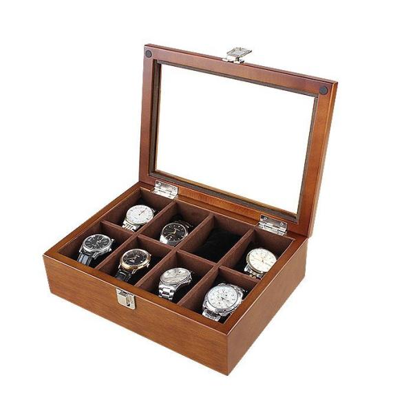 訳あり 腕時計ケース コレクションボックス シンプル 木製 (8本収納, ブラウン)