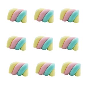 食品サンプル オブジェ ツイストマシュマロ パステルカラー 20個セット (ピンク×緑×黄色)｜neustadt