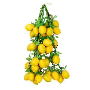 食品サンプル 吊るし果物 フルーツ 葉っぱつき 4本セット (レモン)｜neustadt