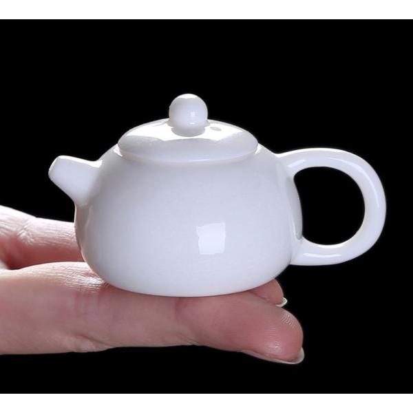 置物 茶寵 茶玩 中国茶道具 急須 茶壺 白色 ミニチュア 陶磁器 (A)