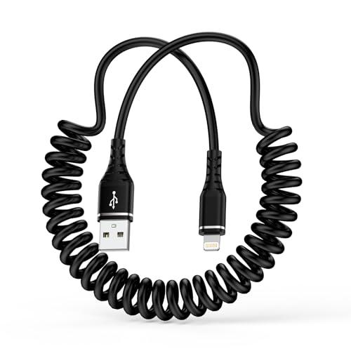 ライトニングケーブル コイル ihone 充電ケーブル MFi認証 &amp; arlay対応 伸縮自在 車...