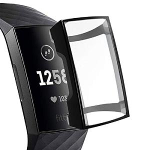 QULLOO For Fitbit Charge 4 ケース カバー 全面保護 フィルム TPU メッキ 脱着簡単 柔軟 スクリーン 脱着簡単