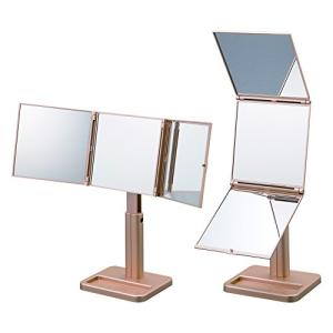 ナピュアミラー 【髪染め ウィッグ用】 三面鏡 3WAY ナピュアミラー 化粧鏡　メイクアップミラー 360度回転 高さ調整 角度調整