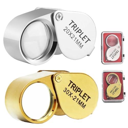 Getrays 折りたたみ式 ポケット 拡大鏡、本 携帯便利 0倍 ＆ 30倍 直径1 虫眼鏡 宝石...