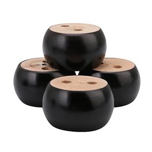 Diystyle 4本入 キャビネット脚 ユーカリ木製 4cmx6.7cm ラウンド ソファー脚 家具アクセサリー 置き換え足 家具脚 ブラック