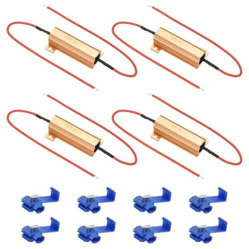 50W 8 オームアルミニウムシェル抵抗器 4個 アルミハウジング抵抗器 クリップ付きハウジングケー...