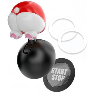 Korou エンジンスタートボタン レバー 面白い 子犬のお尻 車 プッシュスタート レバー スタートボタン 車の点火ボタンカバー 後付け 簡単