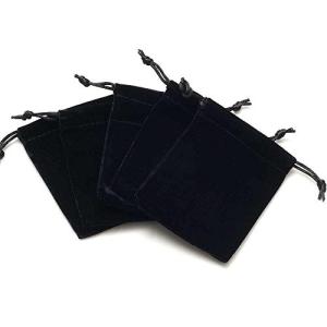 OVER-9 パワーストーン ブレスレット用 高級ベロア調 巾着袋 Sサイズ ブラック×5枚セット アクセサリーの保存 プレゼント用ポーチ｜neverminds