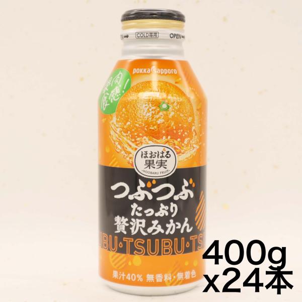 ポッカサッポロ ほおばる果実 つぶたっぷり贅沢みかん400g×24本