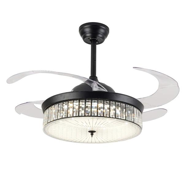 【並行輸入品】 OUKANING Crystal Ceiling Fan Lights LED Ch...