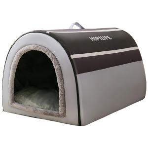 【並行輸入品】 Midlee Grey Dog Cot with Canopy Elevated Pet Bed Medium Outsid