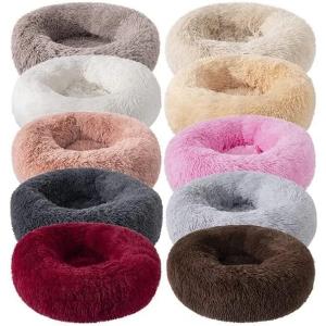 【並行輸入品】 Calming Dog Bed & Cat Bed, Anti Anxiety Donut Dog Cuddler Bed, W