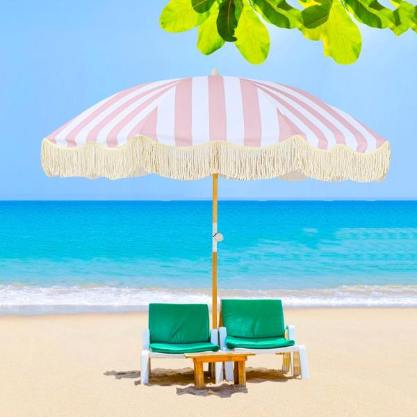 【並行輸入品】 JJ Home 2m/6.5ft Pink Beach Umbrella with ...