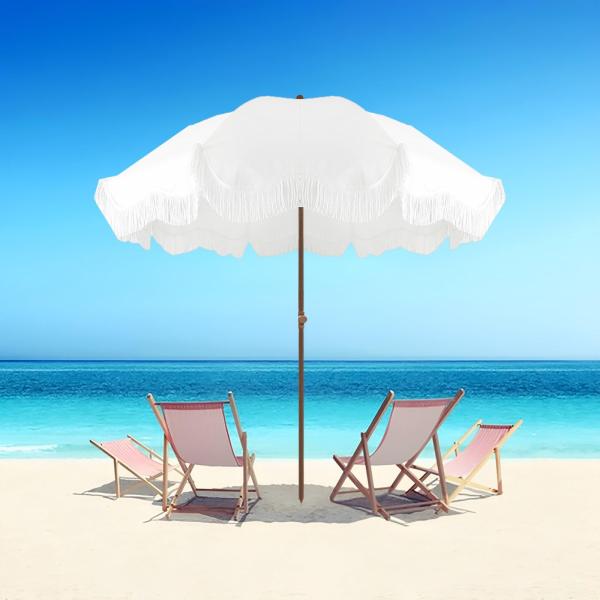 【並行輸入品】 5.9ft Outdoor Patio Umbrella With Fringe B...