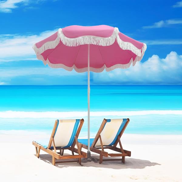 【並行輸入品】 Outdoor Patio Umbrellas 5.9ft Boho Umbrell...