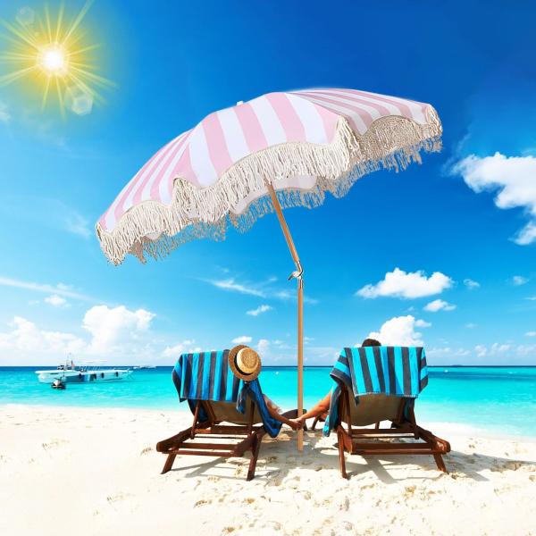 【並行輸入品】 6ft Outdoor Beach Umbrellas For Sand UPF50...