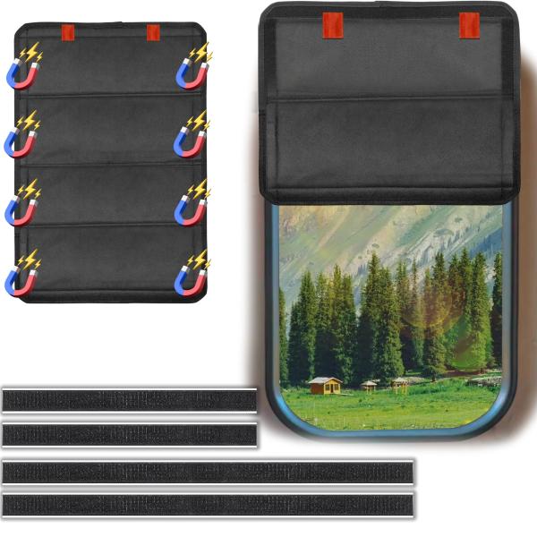 【並行輸入品】FDKJEJC Rv ドアウィンドウシェードカバー、RV遮光カーテン、UV保護付き(2...