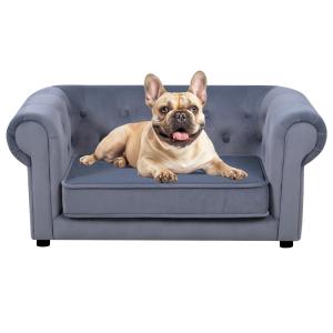 【並行輸入品】 Glow Pups Dog Bed, Pink Dog Bed, Striped Pet Bed Sofa with Soft