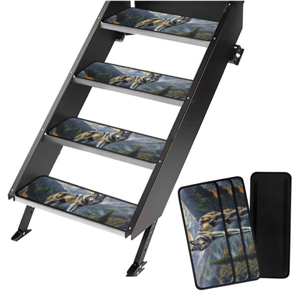 【並行輸入品】 KEIAHUAN Blue Butterfly RV Step Covers 4 P...