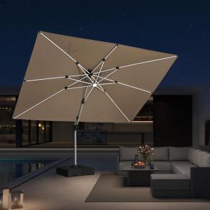 【並行輸入品】 Tangkula Outdoor Umbrella Table Tray, Portable Round Table Tray